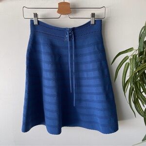 SANDRO Blue A-Line Paris SkirtKnit Ribbed high Rise Summer Boho